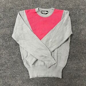 Snuggler Sweater Womens Size M Gray Pink Wool Blend Color Block Vintage Crewneck